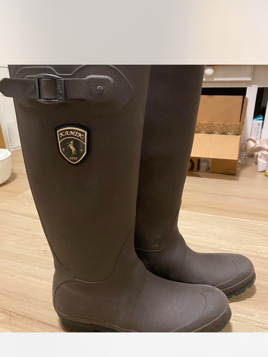 Kamik Shoes - Kamik Matte Black Tall Waterproof Rain Boots with Buckle Accent
